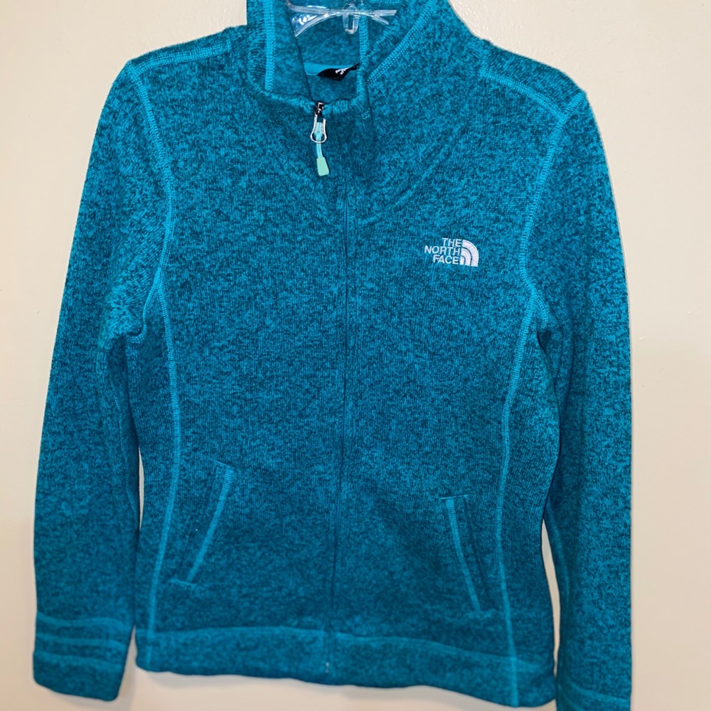 North face green zipup jacket
